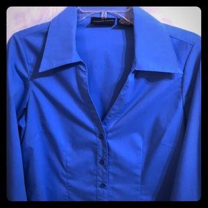 Jennifer Lauren - Blue collard button up top M